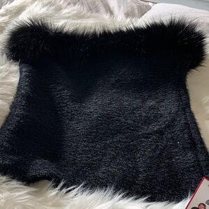 NWT Catherine Lillywhite Multi Ways Neck Scarf Thick Faux Fur Trim